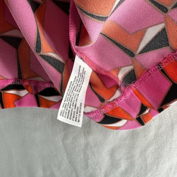 Diane Von Furstenberg Mini Shift Dress Sz S Sleeveless Squareneck Geometric Pink - Picture 12 of 16